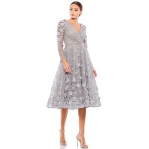 MAC DUGGAL FLORAL EMBELLISHED LACE A-LINE COCKTAIL DRESS SIZE 4 STYLE # 67387